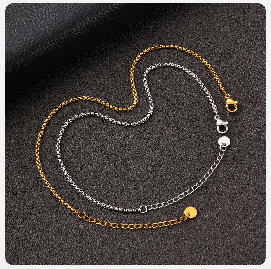 Vnox Edelstahl-Kastenkettenglieder-Fußkettchen für Männer und Frauen, gold-silberfarbenes, verstellbares Ketten-Fußkettchen-Armband, Schmuckgeschenk für Männer – Detail 5