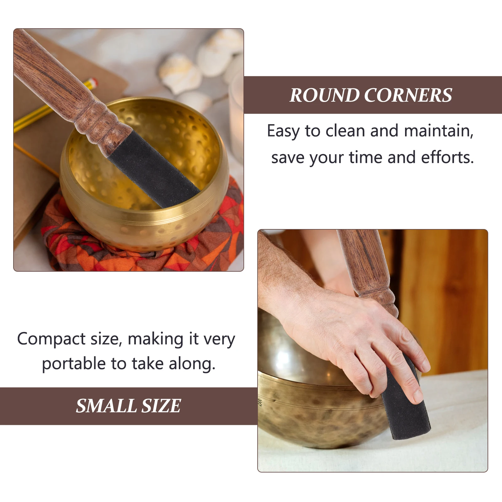 

Buddha Sound Bowl Wooden Stick Mallets Singing Handmade Meditation Yoga Rod Prayer Portable