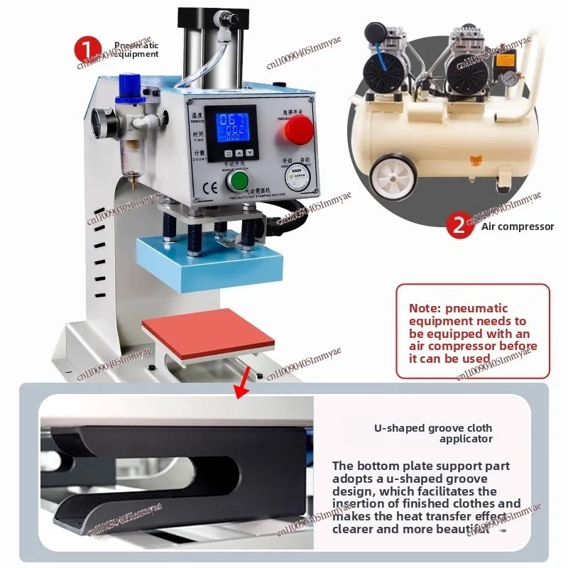Small pneumatic labeling machine Chest label collar label heat transfer machine Clothing heat transfer mark hot drilling