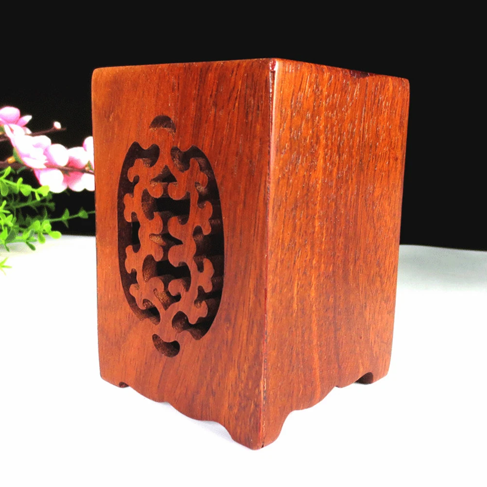 

1pc Wooden Pen Holder Desk Organizer Eco Friendly Storage Box Sturdy Structure Lightweight Portable Use For Cosmetics Chopsticks