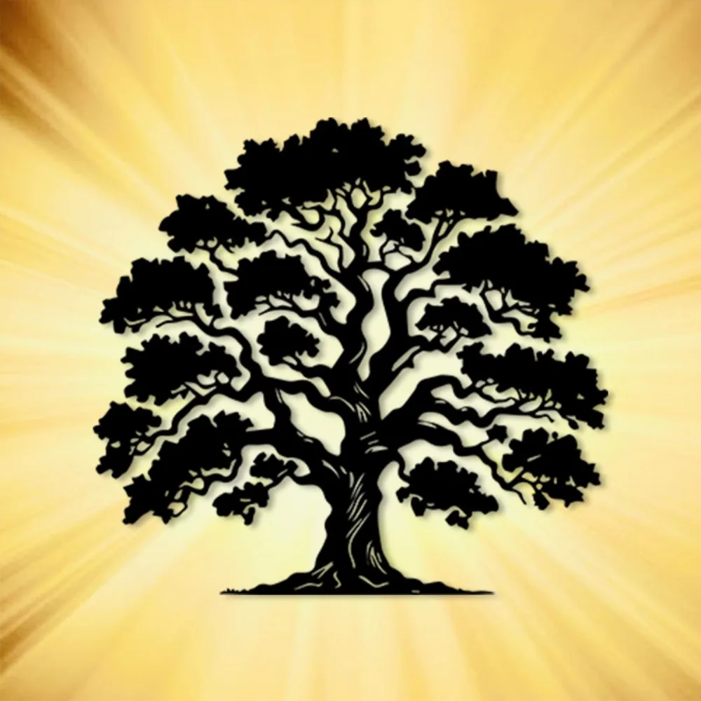 1pc Vintage Tree of Life Metal Wall Art, Powder Coated Aluminum Panel Home Decor, Rustproof Iron Craft for Living Room Garden En