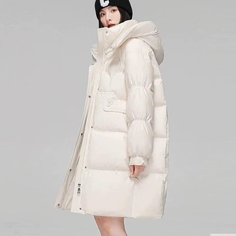 여성 파커 따뜻한 후드 두꺼운 흰색 거위 여성 다운 재킷 2025 새로운 겨울 패션 고품질 여성 다운 재킷 H329