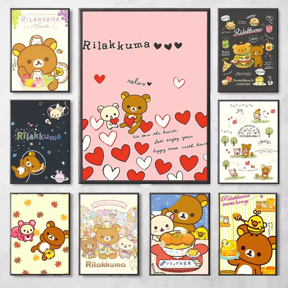Japón r-ilakkuma lindo cartel galería impresiones autoadhesivo decoración del hogar calcomanías de pared pegatina para el salón