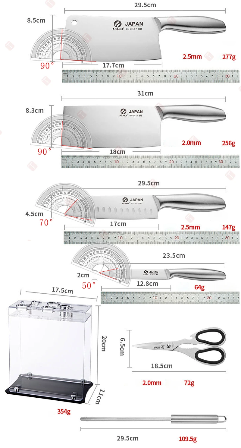 Stainless Steel Kitchen Knives Household Fruit Slicing Professional  Meat Cleaver Boning Knife Hollow Handle Chopping Knife
