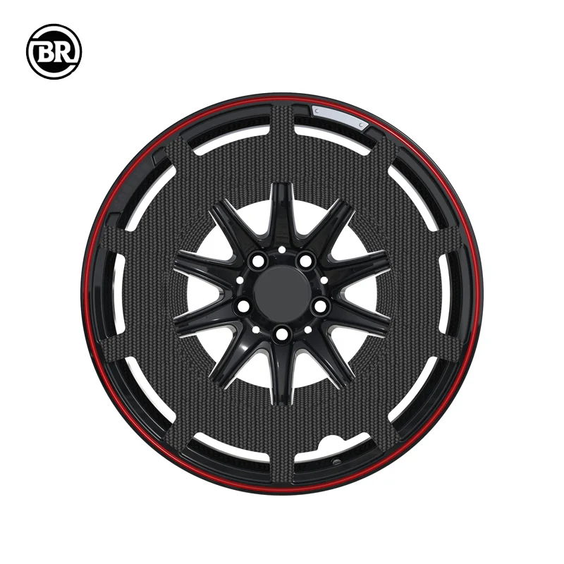 Custom Bright Black Decorative Panel 18-26 Inch Racing Car Wheels Deep Dish Forged 5*130 Rims With Polished Lip