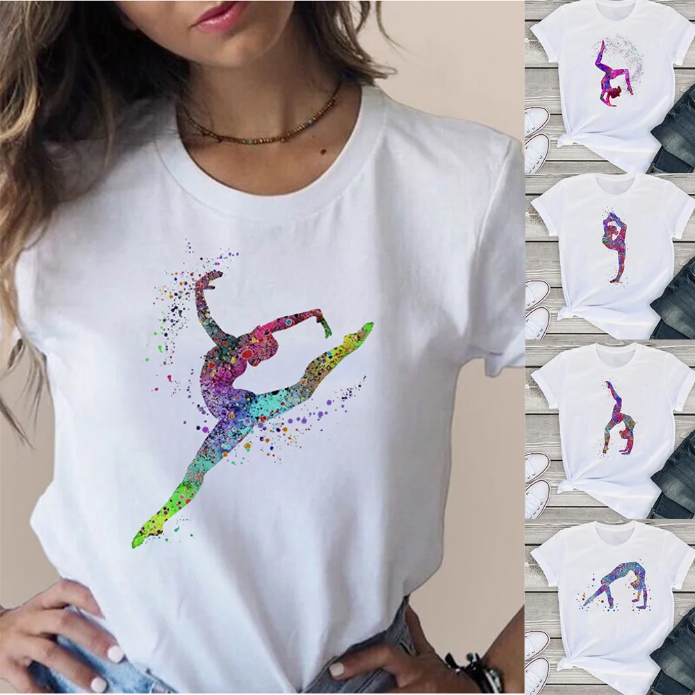 Gymnast Dancer T Shirt Fashion Gymnast Artistic Gymnastics Printed T-shirt for Women Parent-child Clothing Oversized T Shirt