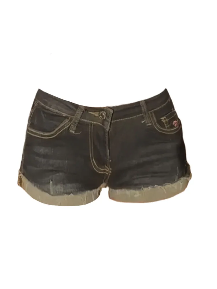 

American Retro Korean Fashion Denim Shorts Women High Waist Blue Jeans Short Wide-Legged Hot Pants Streetwear Casual Coquette