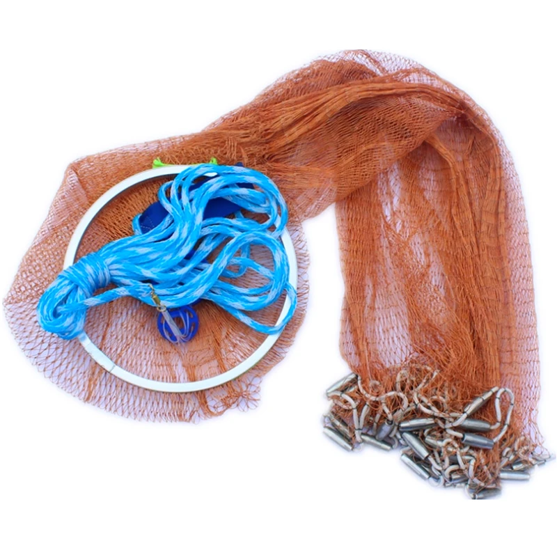 Finefish Braided Line Portable Fishing Net with Steel Sinker Wear-resistant Small Mesh Hand Throw Catch Fish Network