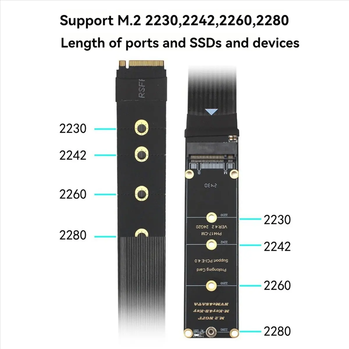 

Кабель-удлинитель A75T 2X NGFF M.2 M-KEY NVME, карта расширения PCIe4.0 SATA6G, внешний удлинительный кабель для ноутбука