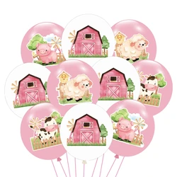 Ballons animaux de la ferme roses, décorations de fête d'anniversaire sur le thème de la ferme, fournitures de fête préChristophe, décor à thème de basse-cour pour filles