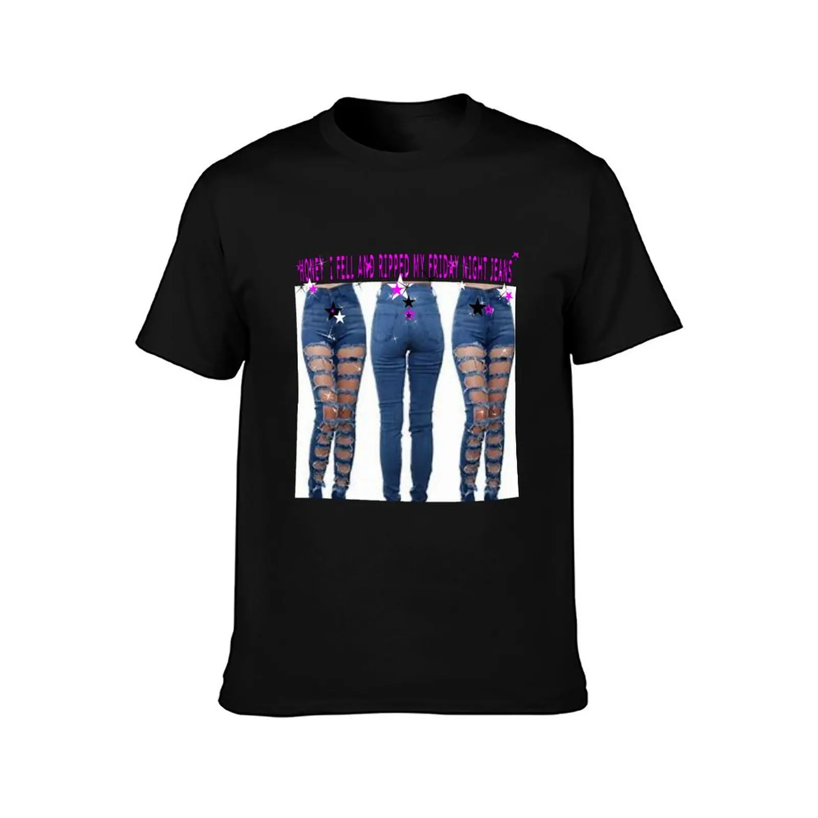 Going to a rave so had to rip my jeans T-Shirt Outdoor Sports Lightweight Tee T-Shirt
