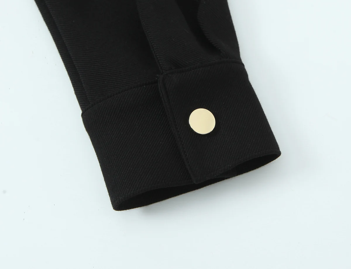 Femmes élégant mince noir Mini chemise robe femme revers simple boutonnage robe dame banlieue fête mode robe épaisse