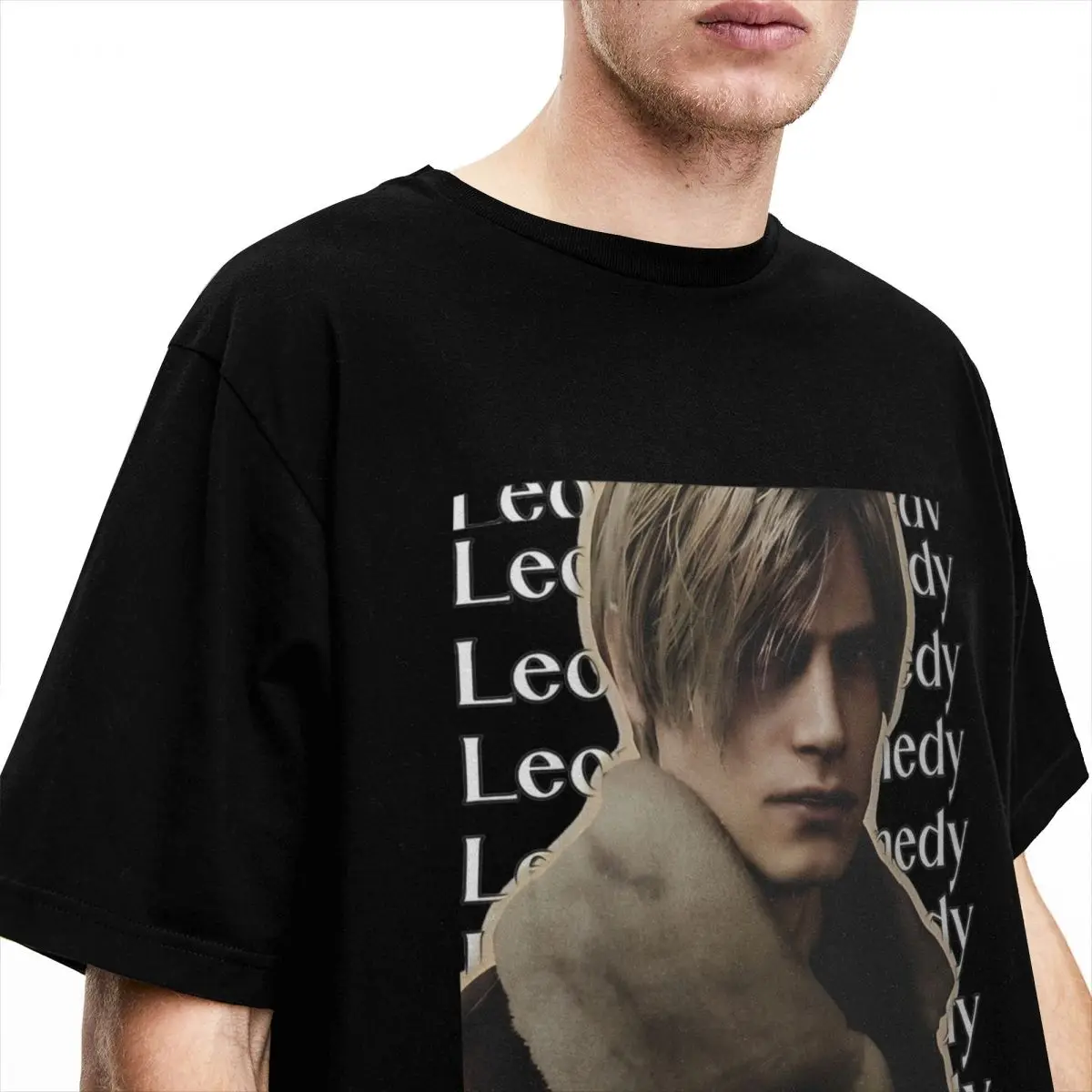 Men's LEON SCOT KENNEDY Resident Evils T Shirts 100% Cotton Clothes Fun Short Sleeve O Neck Tee Shirt Plus Size T-Shirts