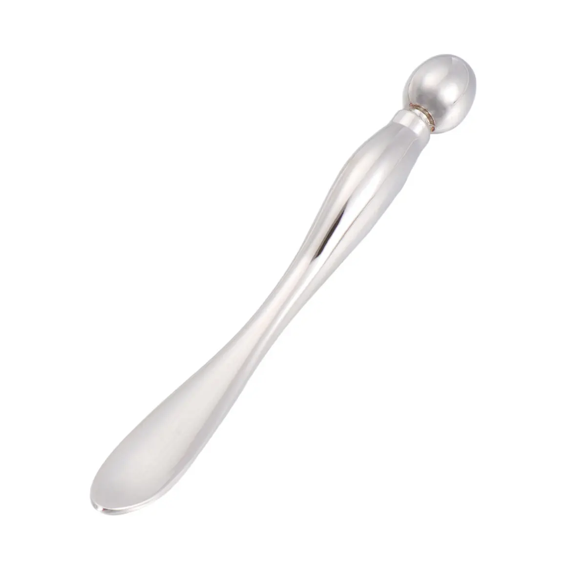 2 stuks oogmassage stok draagbaar huidverzorgingshulpmiddel voor oogcrème absorptie metalen masker lepel gezichtsroller dames zilver