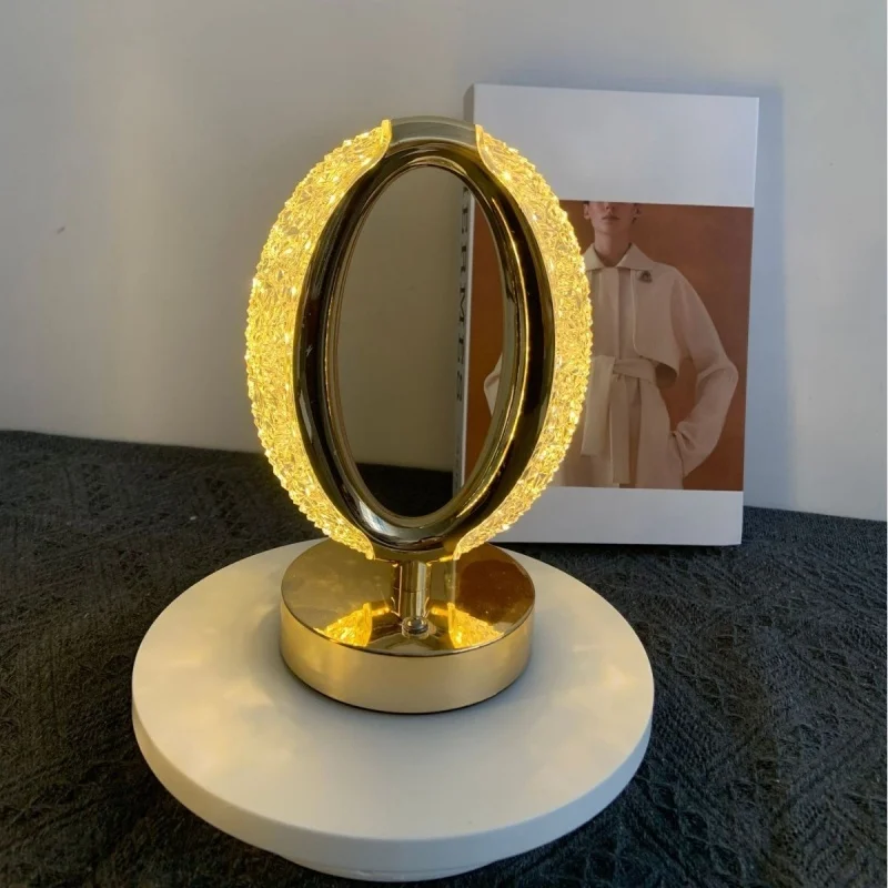 Прикроватная настольная лампа для спальни, декоративный ночник, хрустальная настольная лампа, сенсорная лампа