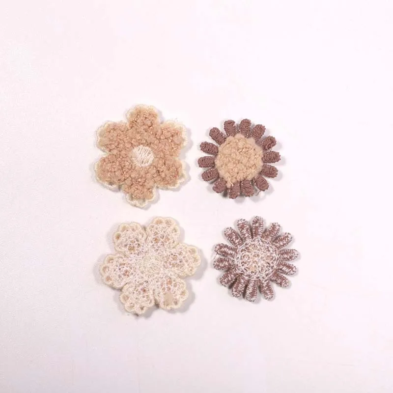 20PCS Fashion Wool Daisies Flower Embroidery Patch Appliques Sewing Badge Plush Sunflower Stickers For Clothes Dress Headwear