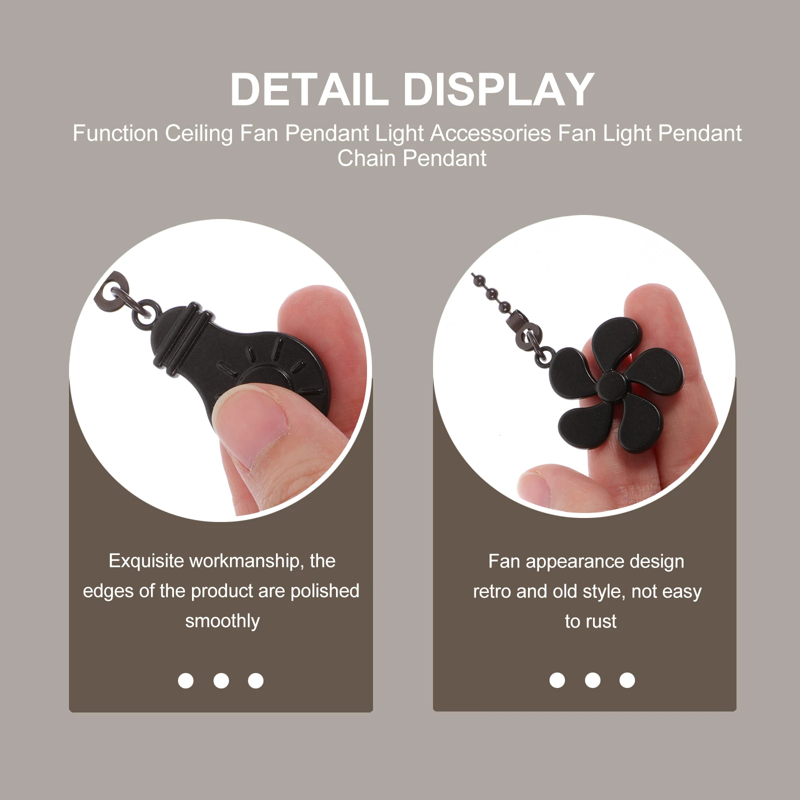 

2 Pcs Small Pendant Ceiling Chain Pull Knob Extension Black Zinc Alloy