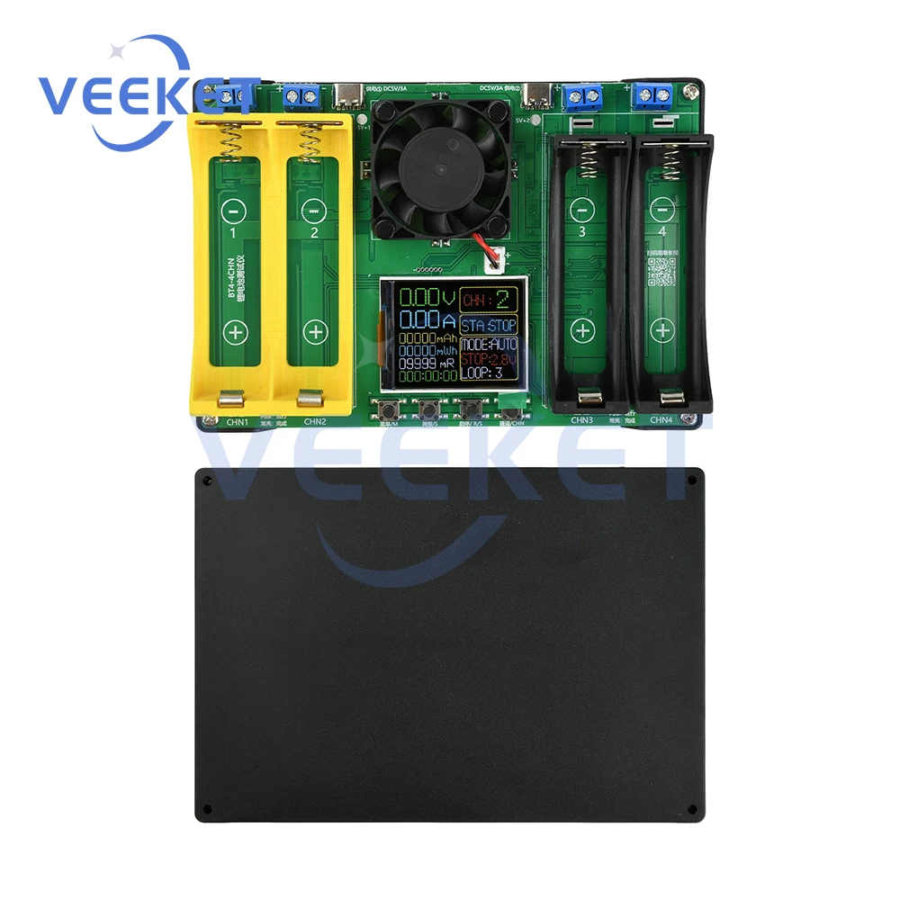 

21700 Battery Tester 4-Channel Charge Discharge Capacity Tester with Reverse Polarity Protection for Lithium Battery Testing