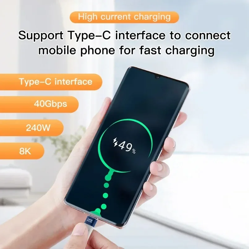 240W 40GB Short USB C to USB C Cable Fast Charging Type C Cord 40Gbps Data Transfer 8K Flat Slim FPC Data Charge Extension Cable image 5