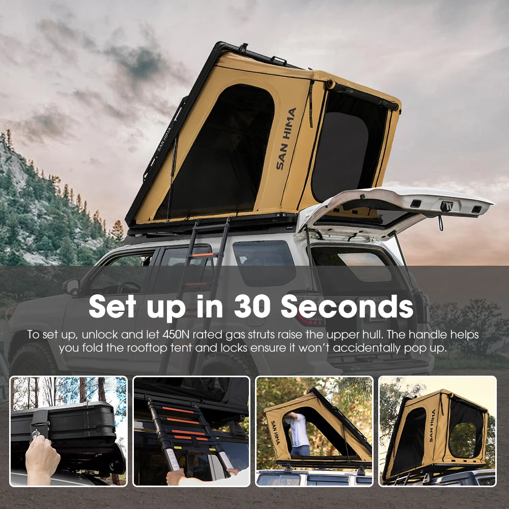 سان هيما الإعداد السريع مقاوم للماء 4WD هارد شل سقف أعلى خيمة 4x4 التخييم هارد شل على السطح خيمة في بنيت مصباح ليد بار #4