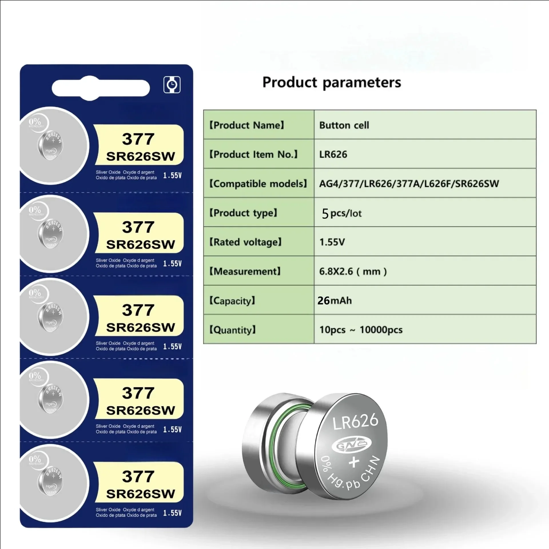 Original For SONY 377 SR626SW Battery High Capacity Silver Oxide 1.55V Button Cell Batteries for Watch