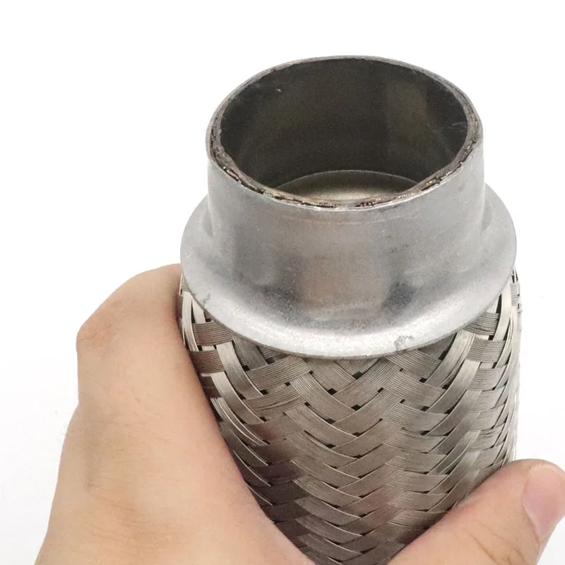 Universal 51mm/2inch Car Exhaust Flex Pipe Stainless Steel Double Braided Flex Connector Piping Weld Flexible Joint Tube for Muf