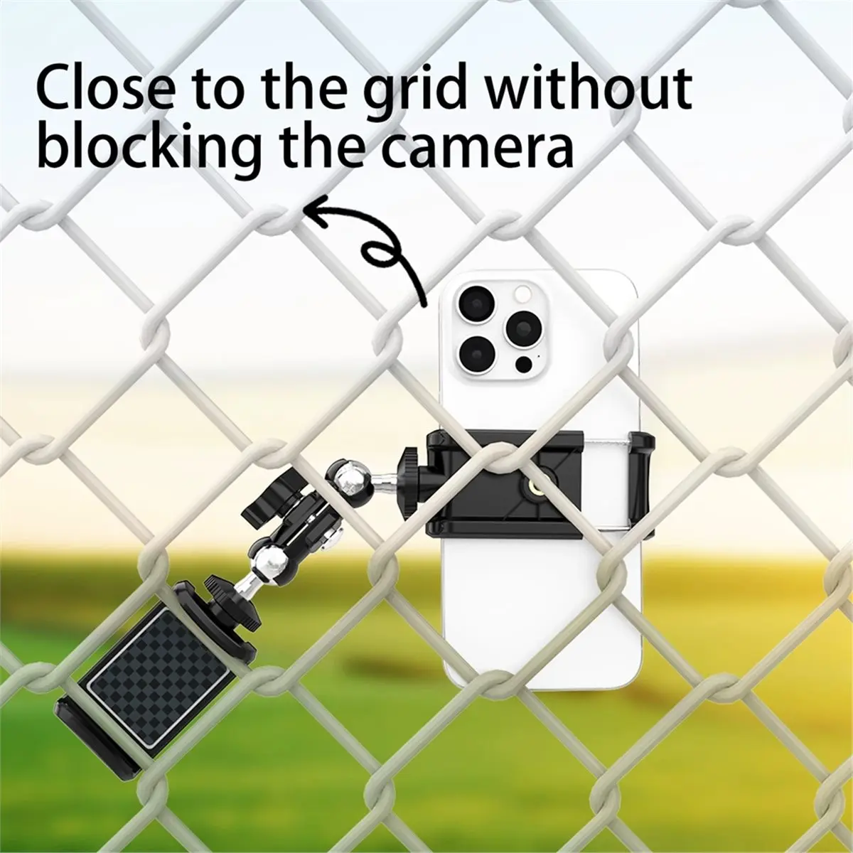 Cell Phone Fence Mount Holder Ideal for Recording Baseball, Softball, Tennis, Pickleball