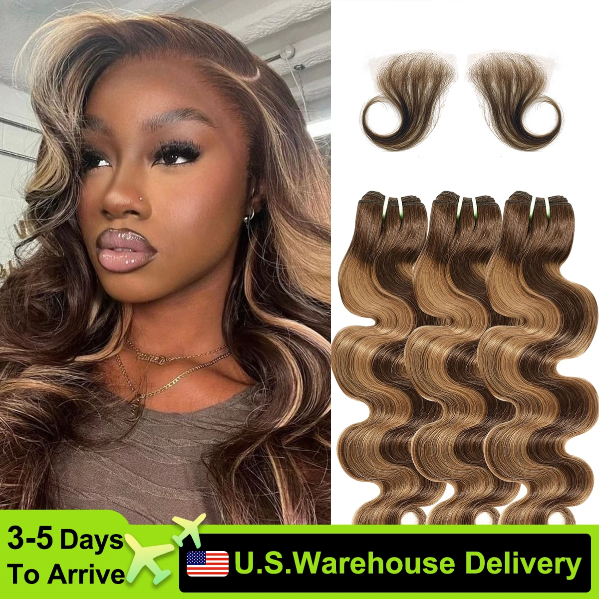 Ombre Lace Front Wig Human Hair 4/27 Body Wave Highlight Wigs Human Hair 180% Density Glueless 13x6 Honey Blonde Frontal Wigs