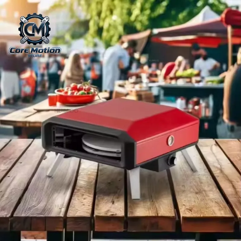 16-Inch auto-rotating pizza oven 500 ° C battery powered, requires no electricity, foldable legs, outdoor CE/AGA