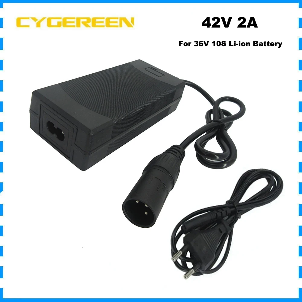 

42V 2A Battery Charger 100-240VAC Power Supply for 36V 10S 18650 10AH 12AH 15AH Battery pack with XLR 3Prong DC GX16 Connector