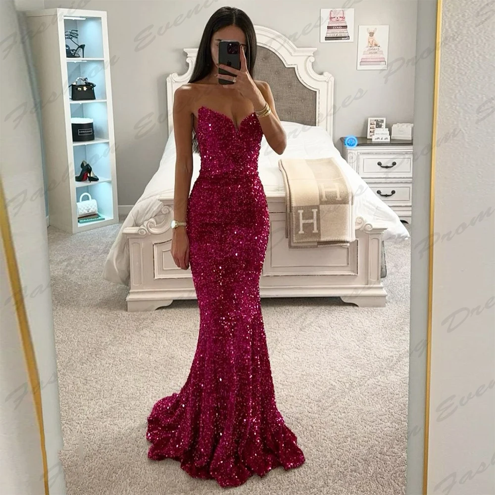 2024 Mermaid Women's Evening Dresses Sexy Off the Shoulder Sleeveless Princess Prom Gowns Fashion Celebrity Cocktail Party Robe