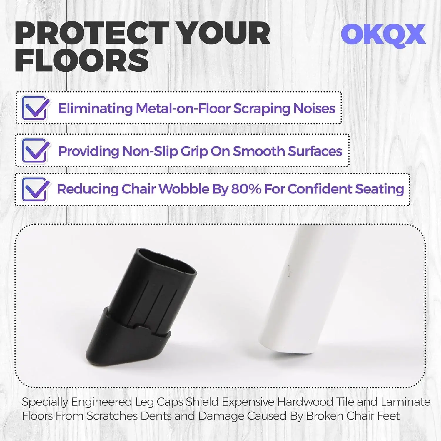 16-Pack Replacement Leg Caps for Lifetime Folding Chair (Fit for Model 80747/22804/2802) - Injection Molded, ABS Foot Caps - Fit