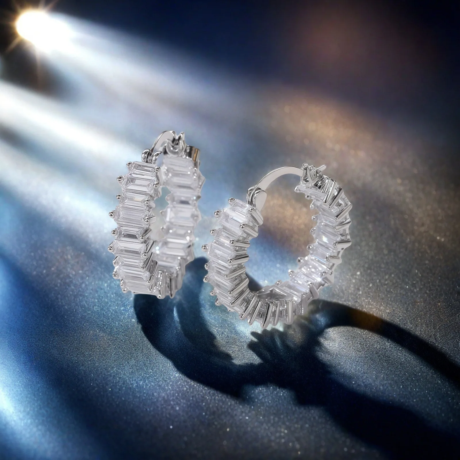 European and American cross-border new earrings, fashionable and personalized single-row ladder zirconium AAA zircon earrings