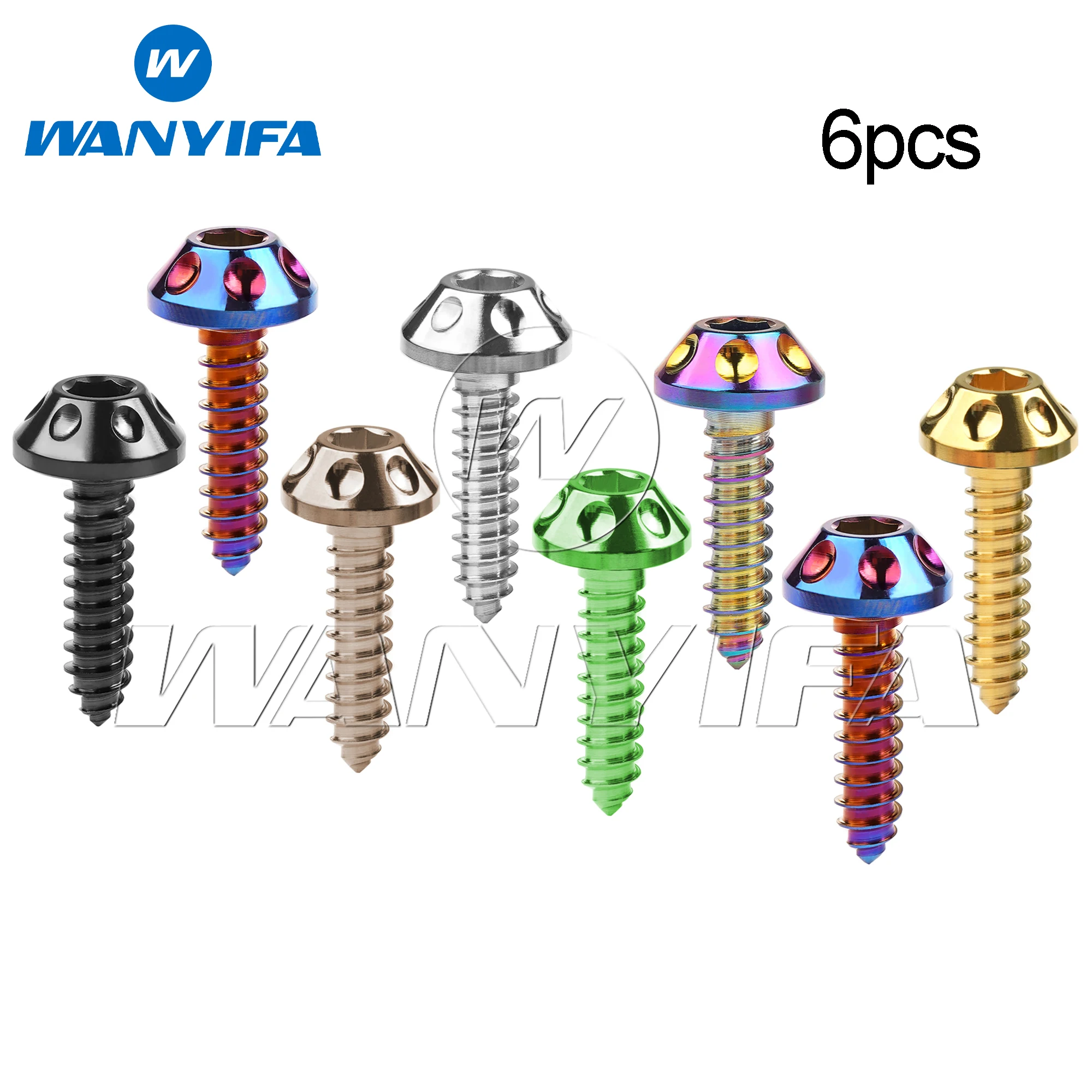 

Wanyifa 6pcs Titanium Bolts M5x20mm Mushroom Hex Head Self-Drilling Screws for Motorcycle Car Boat
