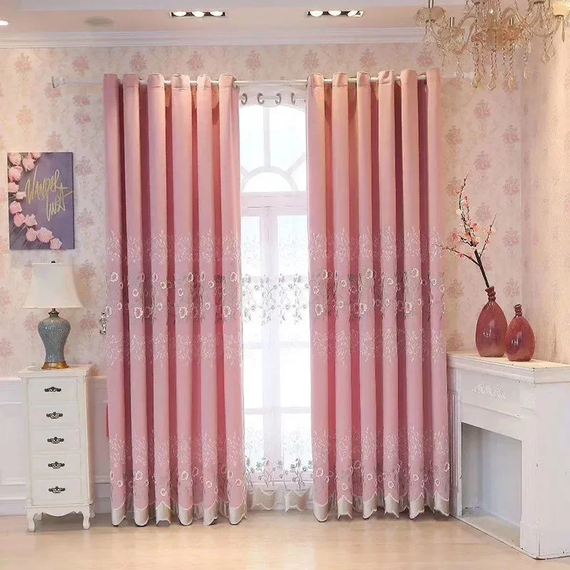 

Korean Style Simplicity Curtains for Living Room Bedroom Dining Room Embroidered Jacquard Curtains Customized Blackout Curtains