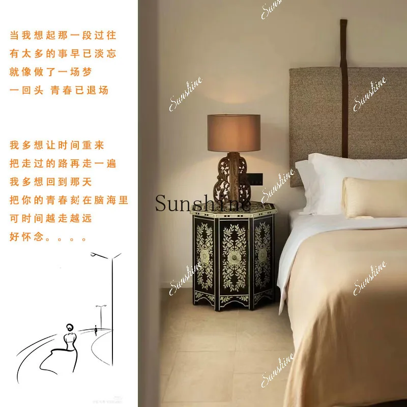 

table solid wood French style Chinese style sofa side painted creative high-end homestay light luxury medium and ancient style