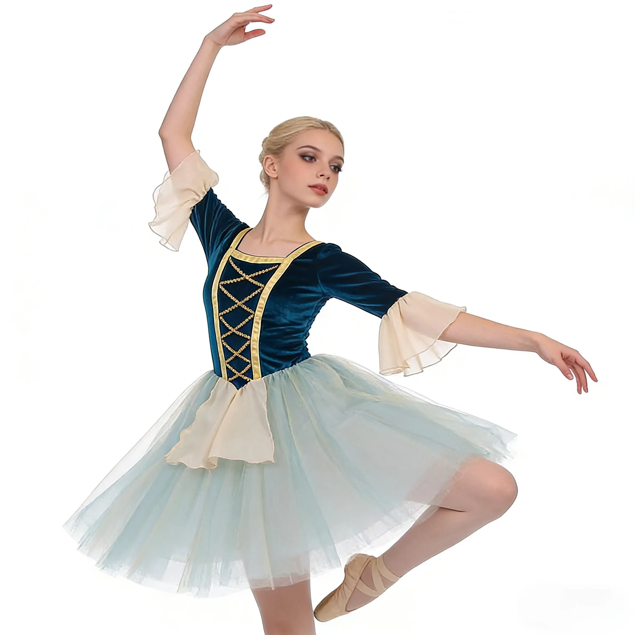 

Новейшие темно-синие балетные костюмы с рукавами до локтя для детей и взрослых, для соревнований и выступлений.