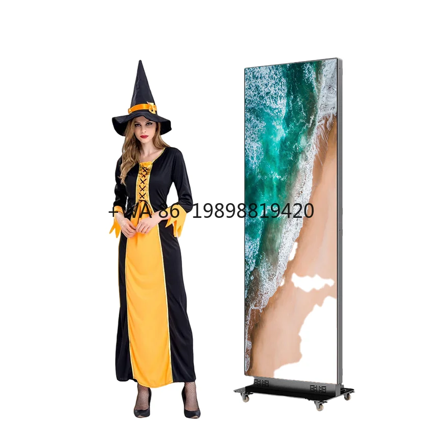 شاشة ملصق LED خارجية قابلة للتخصيص P1.25/P1.53/P1.86/P2/P2.5 عرض إعلاني محمول متحرك على الأرض