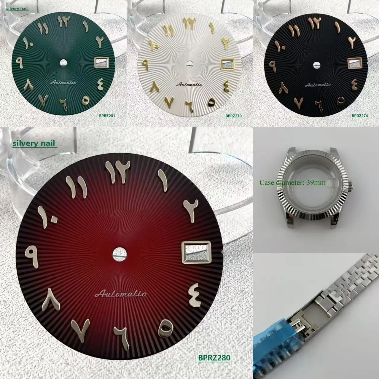 28.5mm Hot selling green Date Time s logo Arabic numerals dial no Luminous s dial Suitable nh dial 35 movement watch accessories