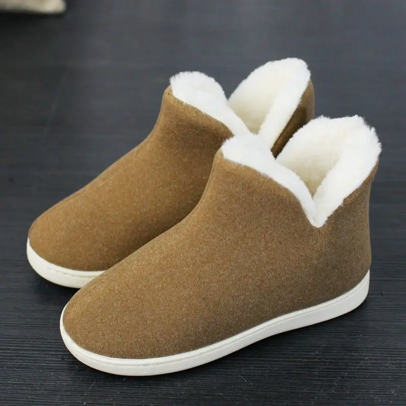 Family Home Slippers Men Plush Warm Shoes 2024 Anti-Slip Fur Faux Suede Brand Slippers Man Women Velvet Shoes Unisex Suede