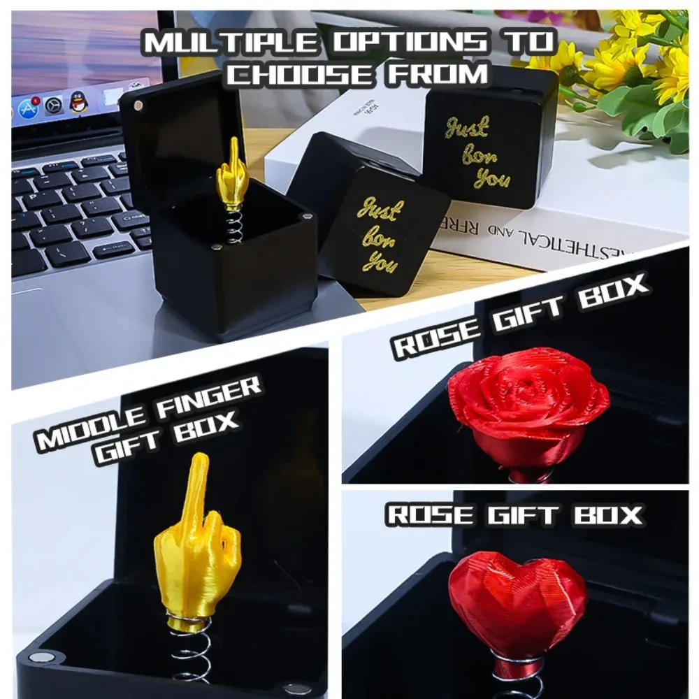 

Funny Gag Birthday Gift Prank Toys Desk Decoration Surprise Gift Box Toys Middle Finger in The Box Fidget Toys Halloween Decor