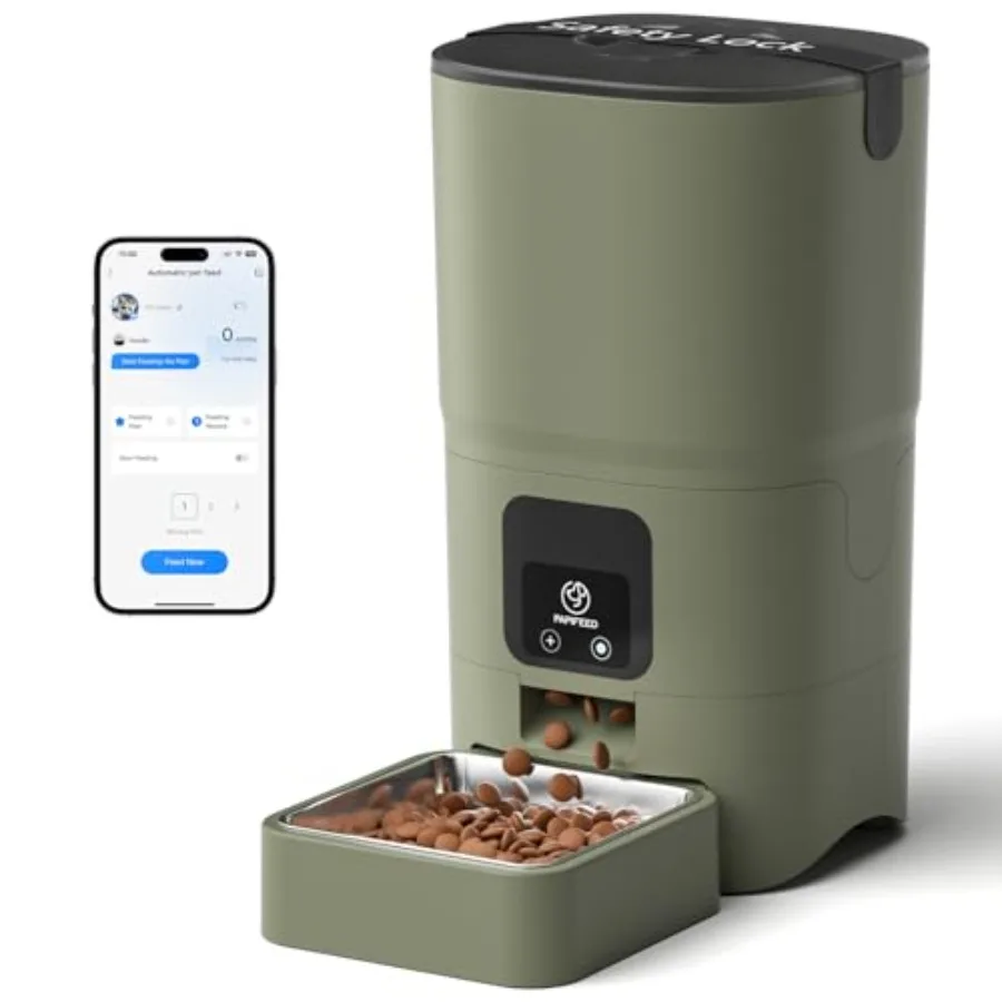 

Automatic Cat Feeder with App, 2.4G WiFi Cat Food Dispenser, 6L Timed Cat Feeders for Dry Food, 10 Meals/Day, 12 Portions/Meal,
