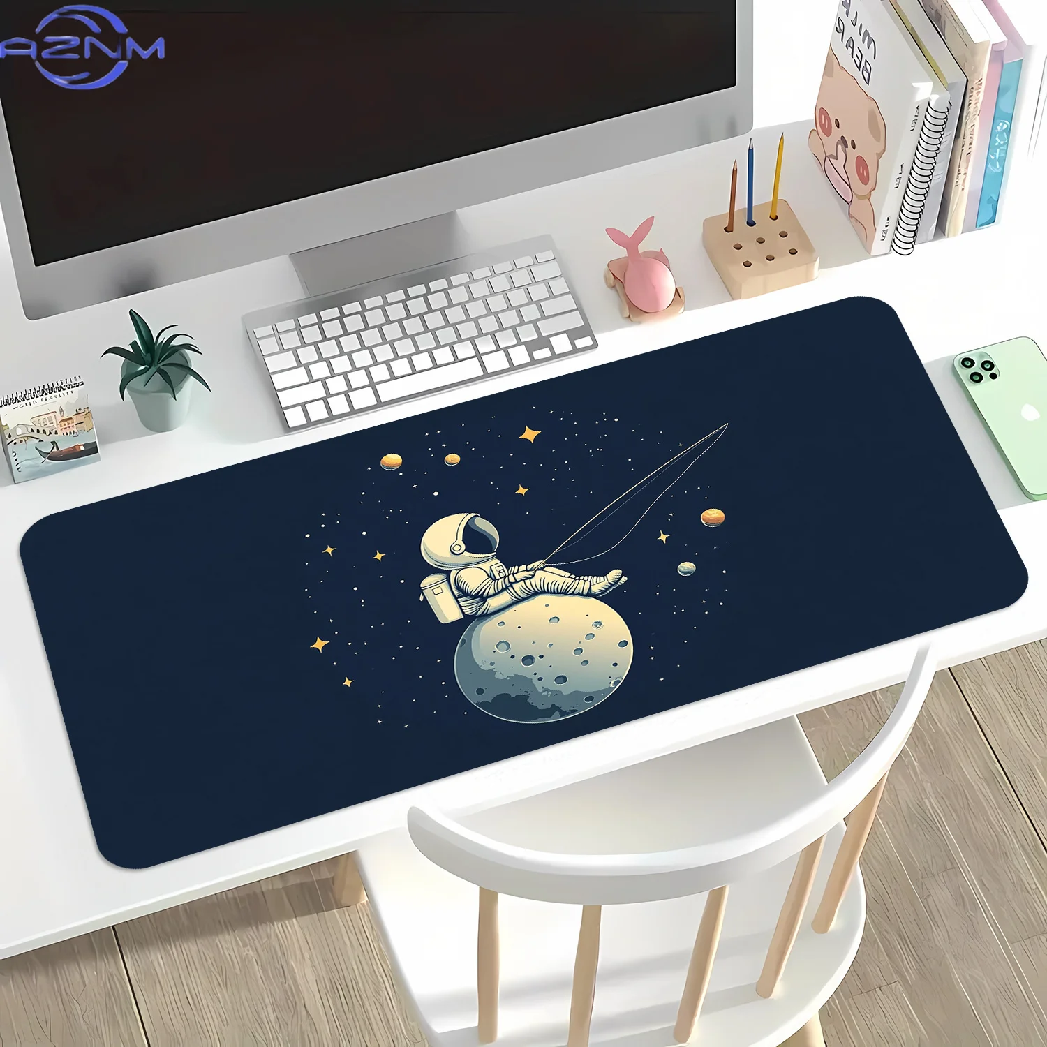 1pc XXL Large Space-Themed Gaming Mouse Pad Compatible for PC, Laptop, Office - Non-Slip Rubber Base & Smooth Surface Desk Mat w