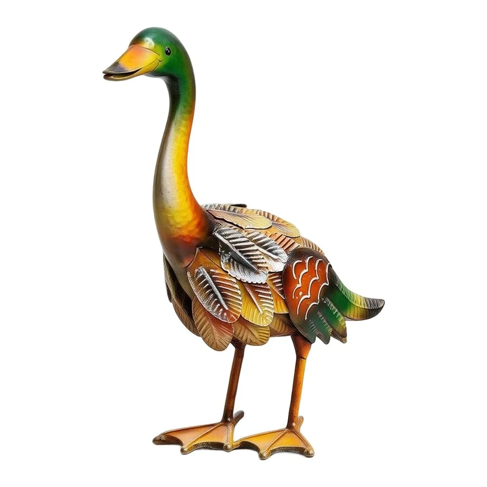 Handmade Iron Duck For Sculpture for Indoor Outdoor Decor Garden Patio Pond Statue Art Piece Rust Resistant Metal Yard Ornament