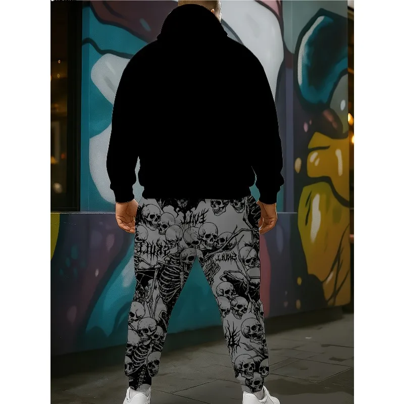 2025 أزياء 3D مطبوعة الجمجمة المال نمط عارضة مجموعة مقنعين طويلة الأكمام هوديي وسراويل أزياء مجموعة الأنشطة في الهواء الطلق #5