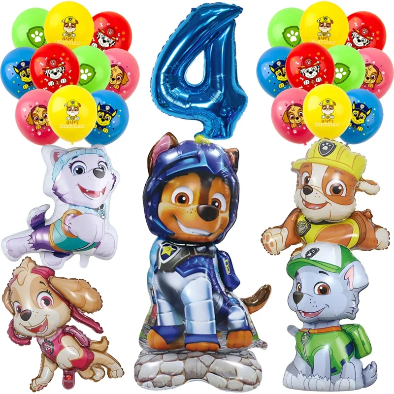 Juego de globos de papel de aluminio con dibujos animados de la patrulla canina, Decoración de cumpleaños, bonitos juguetes para niños, Chase Skye,