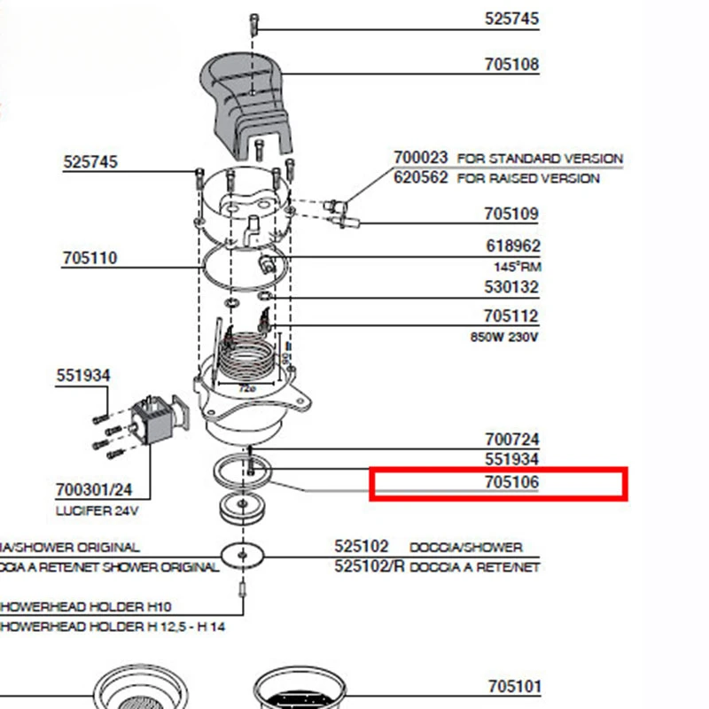 لماكينة القهوة الأصلية المستوردة DALLA CORTE/EVO2/MINA/Studio ماكينة تخمير الرأس حلقة لإحكام الإغلاق شاشة توزيع المياه