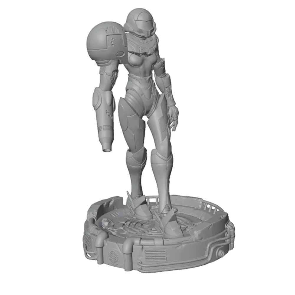 1/24 Sci-fi powered armor warrior, female warrior resin model kit, mini 3D printed gray model doll DIY doll model, not painted view 5