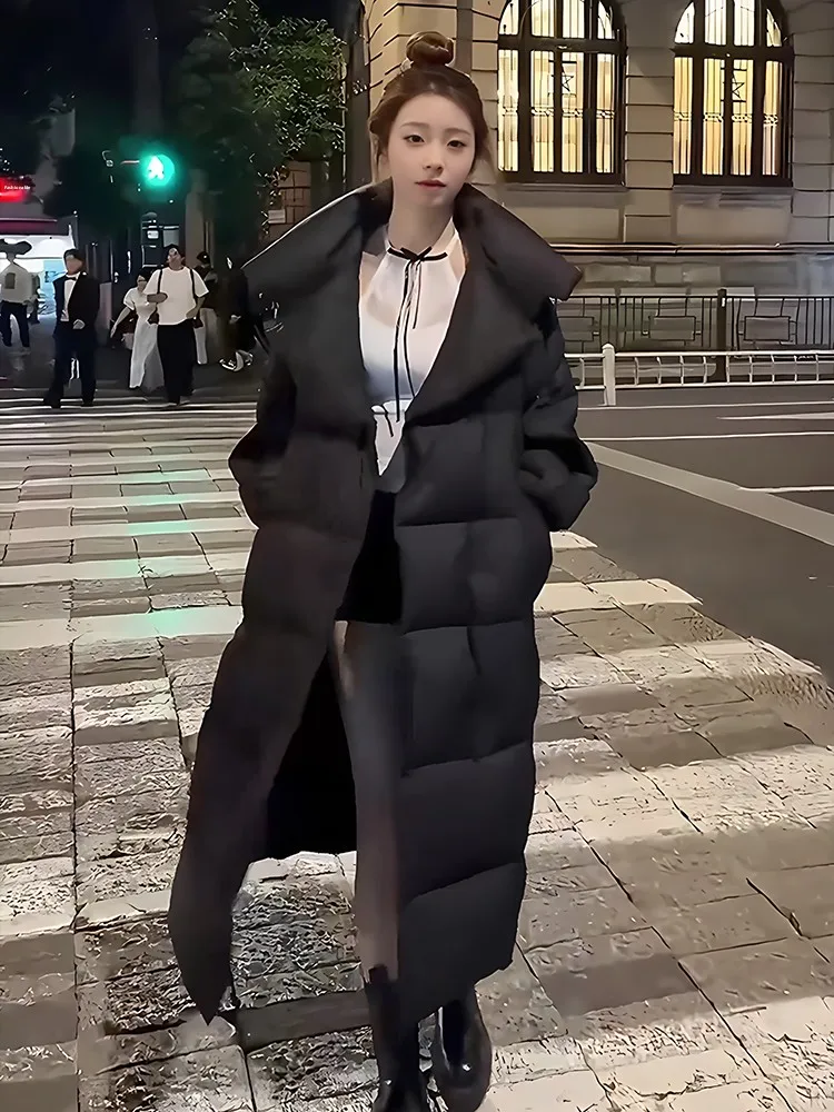 2024 invierno nuevo Faionable versátil Thiened Floing cuello grande blanco Du abajo Jaet mujer moda viaje Sle