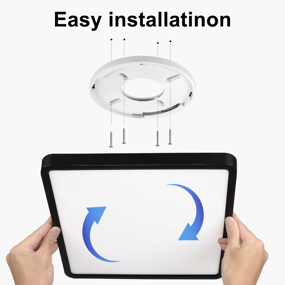 Imagem -05 - Luz de Teto Quadrada Led para Sala de Estar Grandes Luzes de Teto Controle por Voz Tuya Smart Aplicativo Remoto Alexa Google 0.9 36w 24w